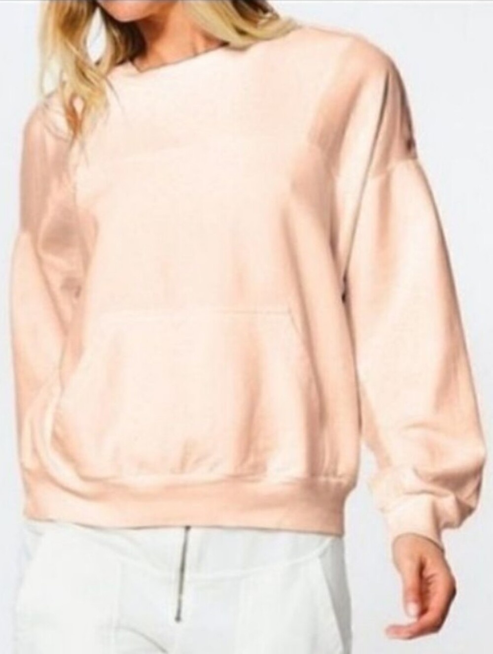 Young Fabulous Broke Drew Oversized Mixed Media Peach Pullover Sweatshirt Top XS